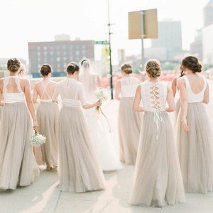 REVELRY tulle skirt beige/tan "mist." - 14